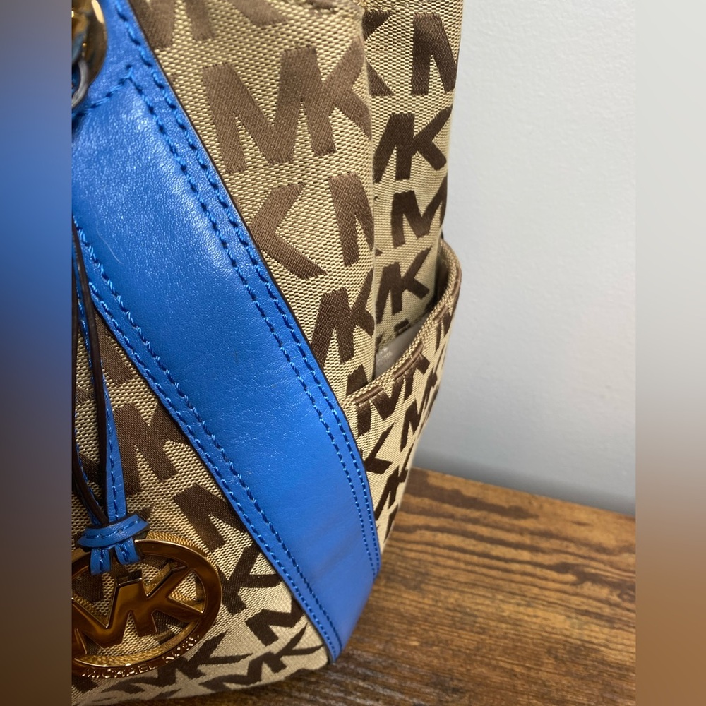 NWT Michael Kors Ludlow bag RARE Blue trim - Picture 7 of 16